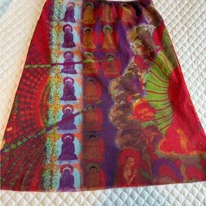 Vintage Vivienne Tam Colorful Printed Mesh Skirt in Red, Purple, Green